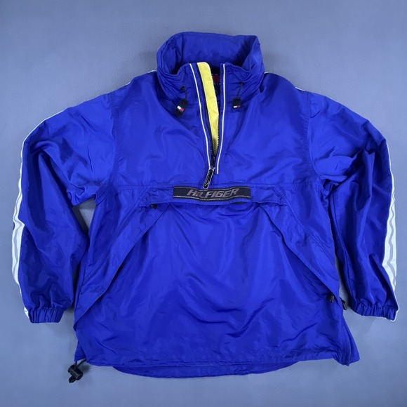 Vintage 90s Tommy Hilfiger Sz Small Pullover Jacket Hood Anorak Windbreaker Zip - Picture 1 of 12